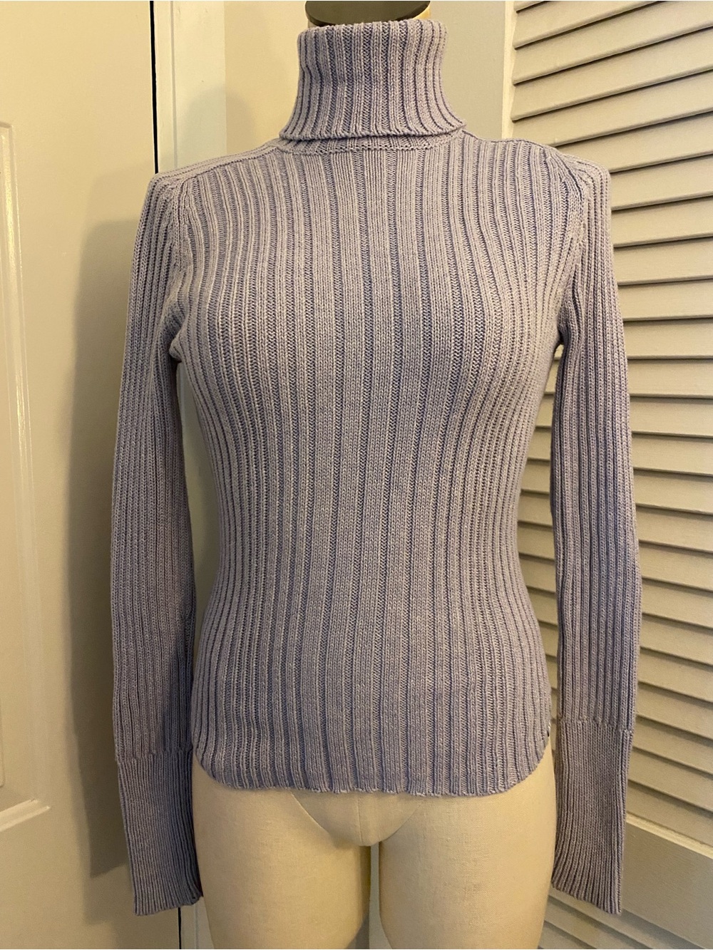 Vintage Y2K “American Eagle” 100% cotton Blue Ribbed Turtleneck Sweater- Size S